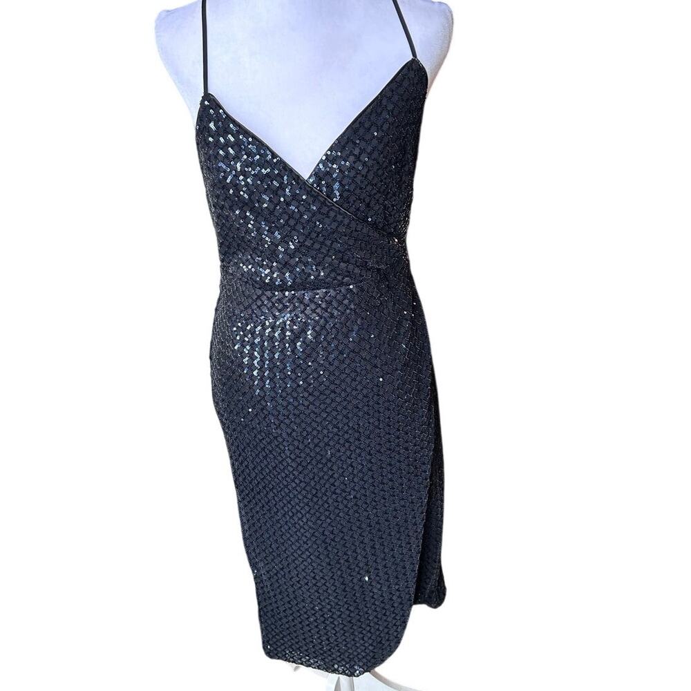 NWT Nanette Lepore Navy Sequin Cocktail Dress Slip Evening Gown Women's 6
